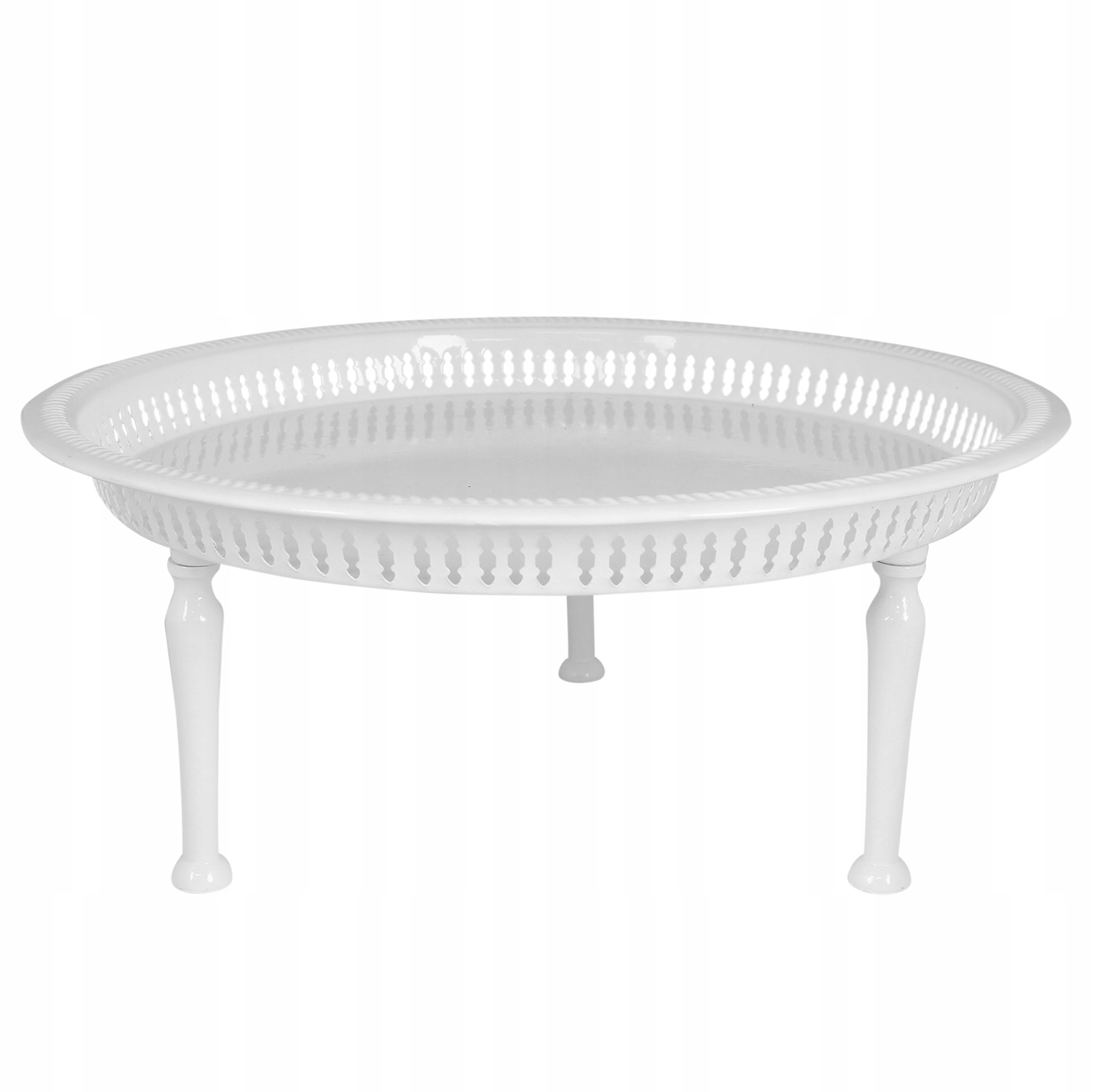 Kávový Stolek Kulatý Bílý noční skládací zahradní 46 cm na balkon terasu