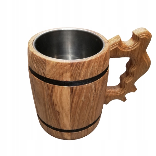 Dřevěná Pivní Pivní Sklenice , vyryto Nejlepším Švarem