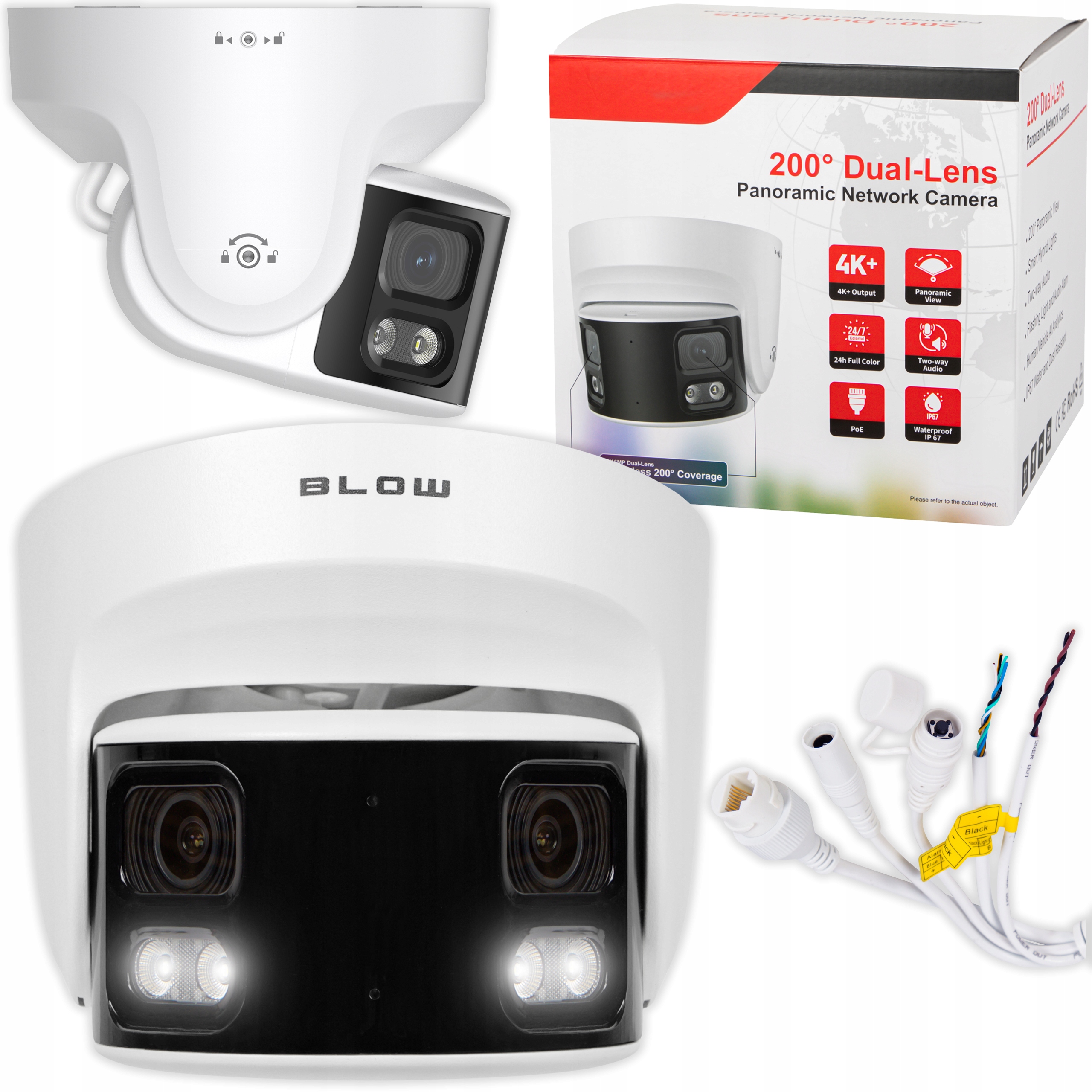 Kamera Ip Poe 8MP Kopułkowa DualLens Szeroki Kąt Ir 50m Ai 2 Obiektywy IP67