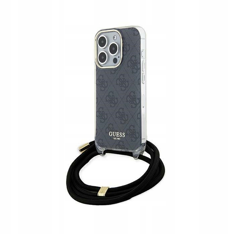 Guess Crossbody Cord 4G Print – Pouzdro pro iPhone 15 Pro (černé)