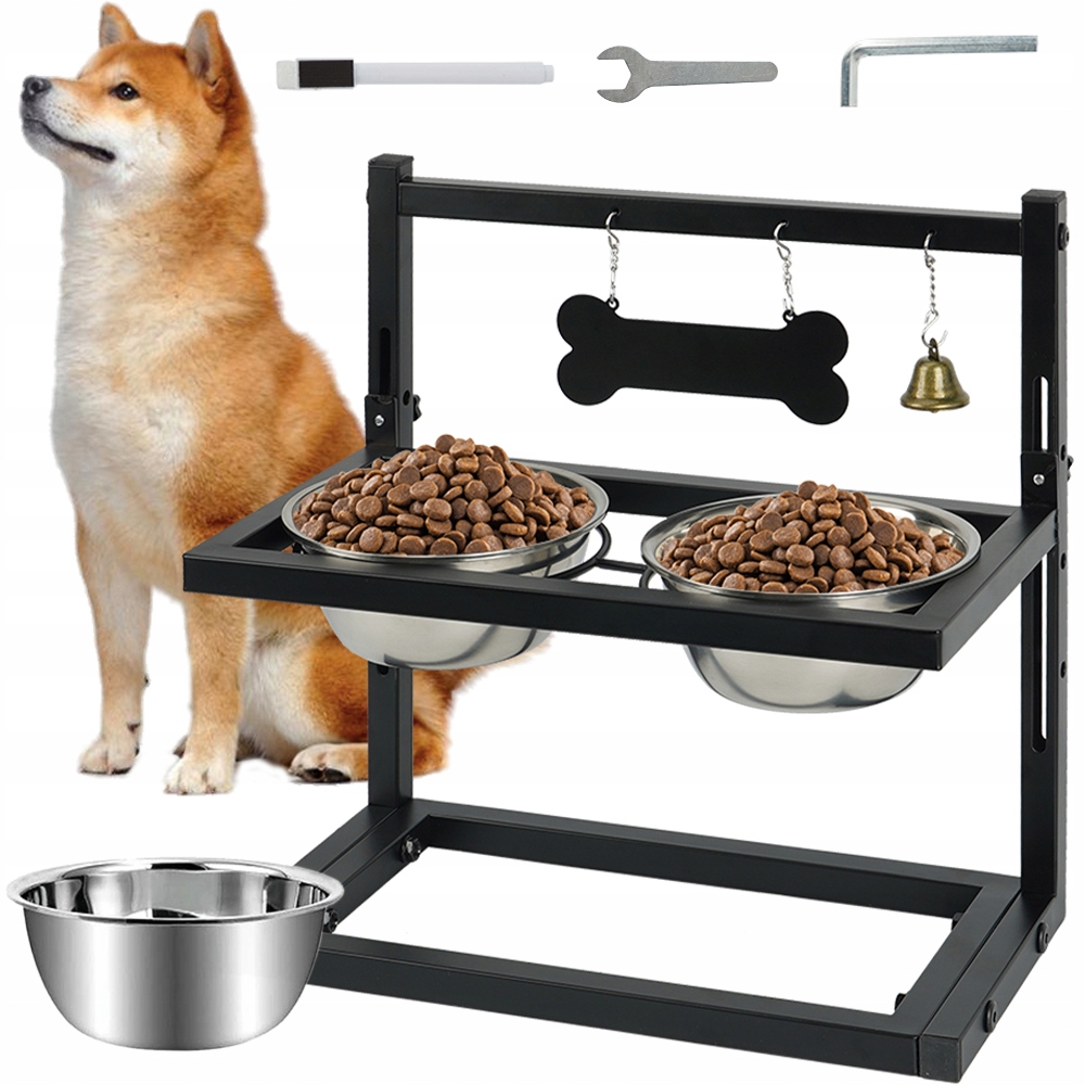 Levně Miska Pro Psa 2V1 K Jídlu A Pití, Netekoucí, Nastavitelná Na Stojanu