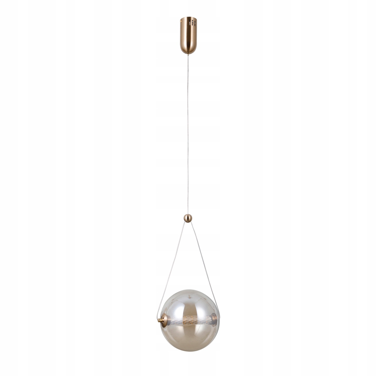 Italux Závěsná Led lampa 9W Rastia, zlatá, jantarová koule, 3000K