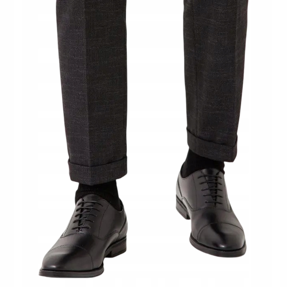 Burton London Pánské elegantní kožené boty s špičkou, černé, Velikost 41