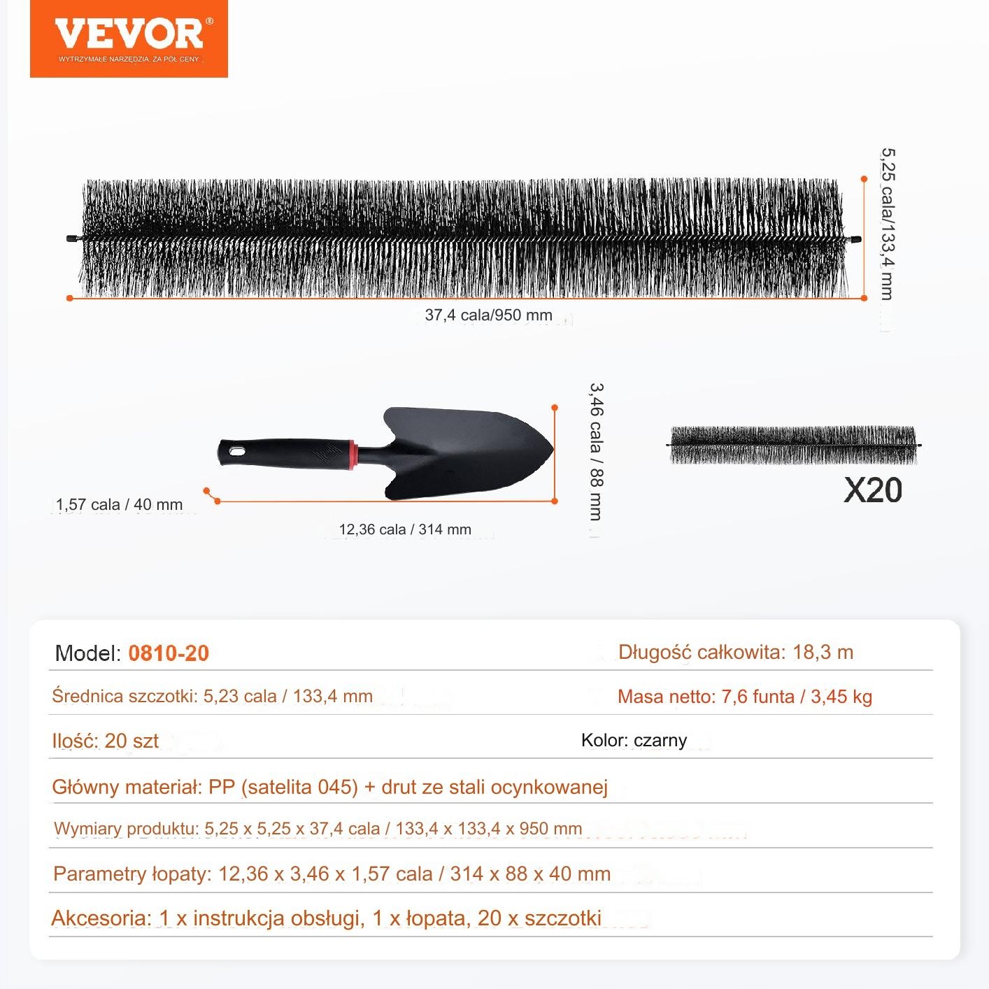 Szczotka Rynnowa 13 cm 20 Szt Marka Vevor