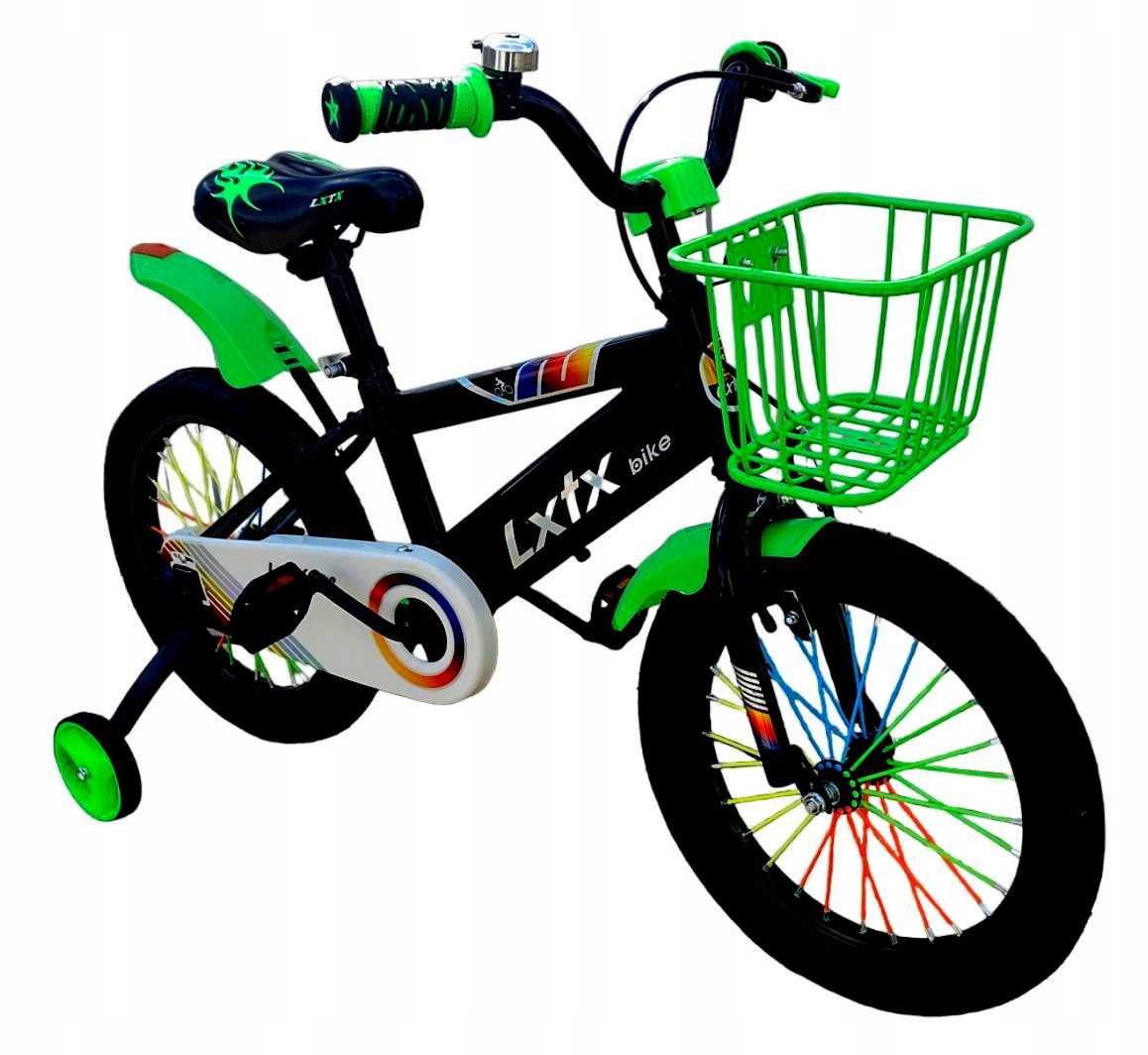 ROWER ROWEREK DZIECIĘCY KOŁO 16 CALI BMX KOSZ KÓŁKA CZARNY ZIELONY