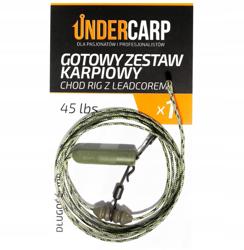 Undercarp Zestaw Chod Rig z leadcorem 45 lbs 100 cm zielony