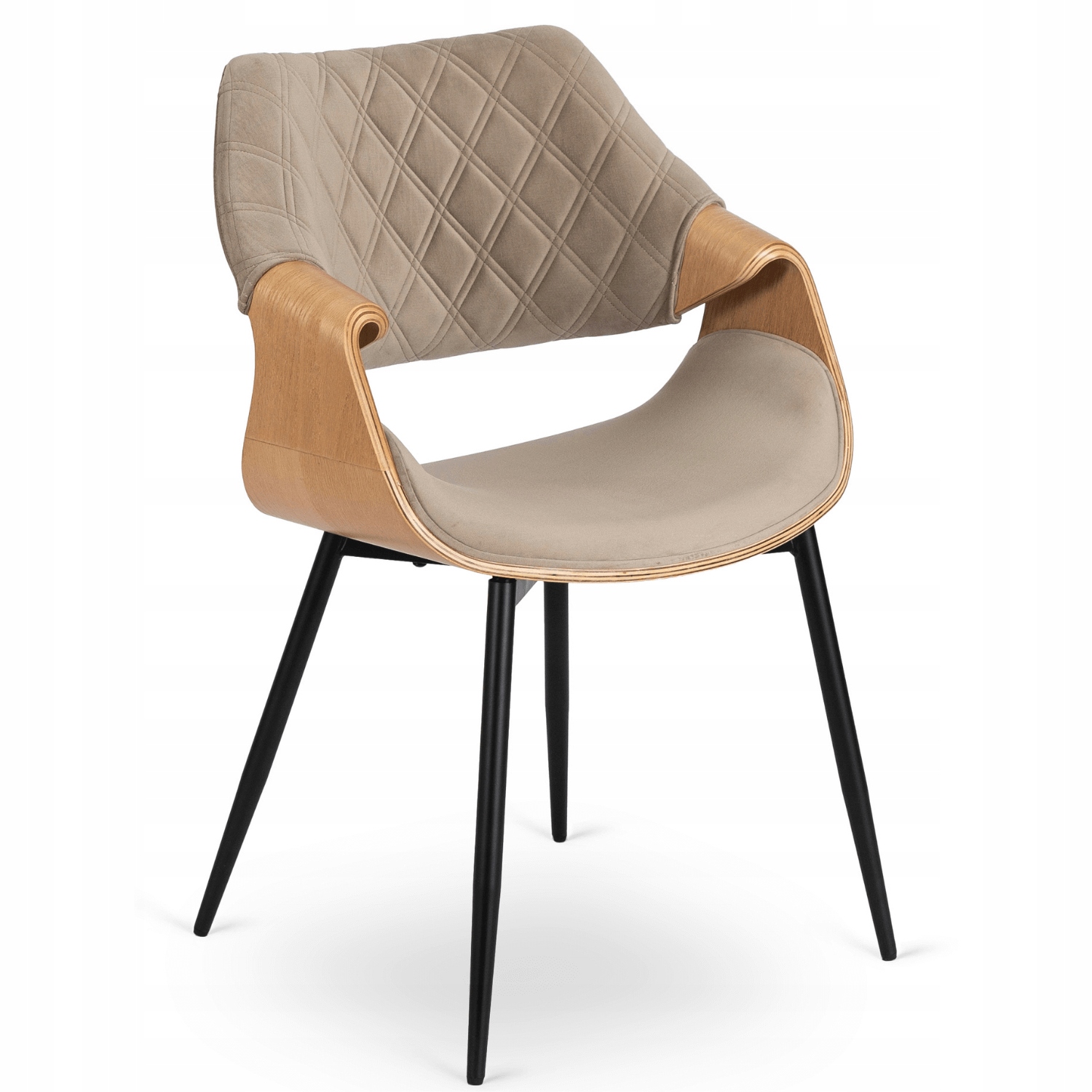 Dřevěná čalouněná židle Velurová do jídelny Obývací pokoj Béžová Dakota