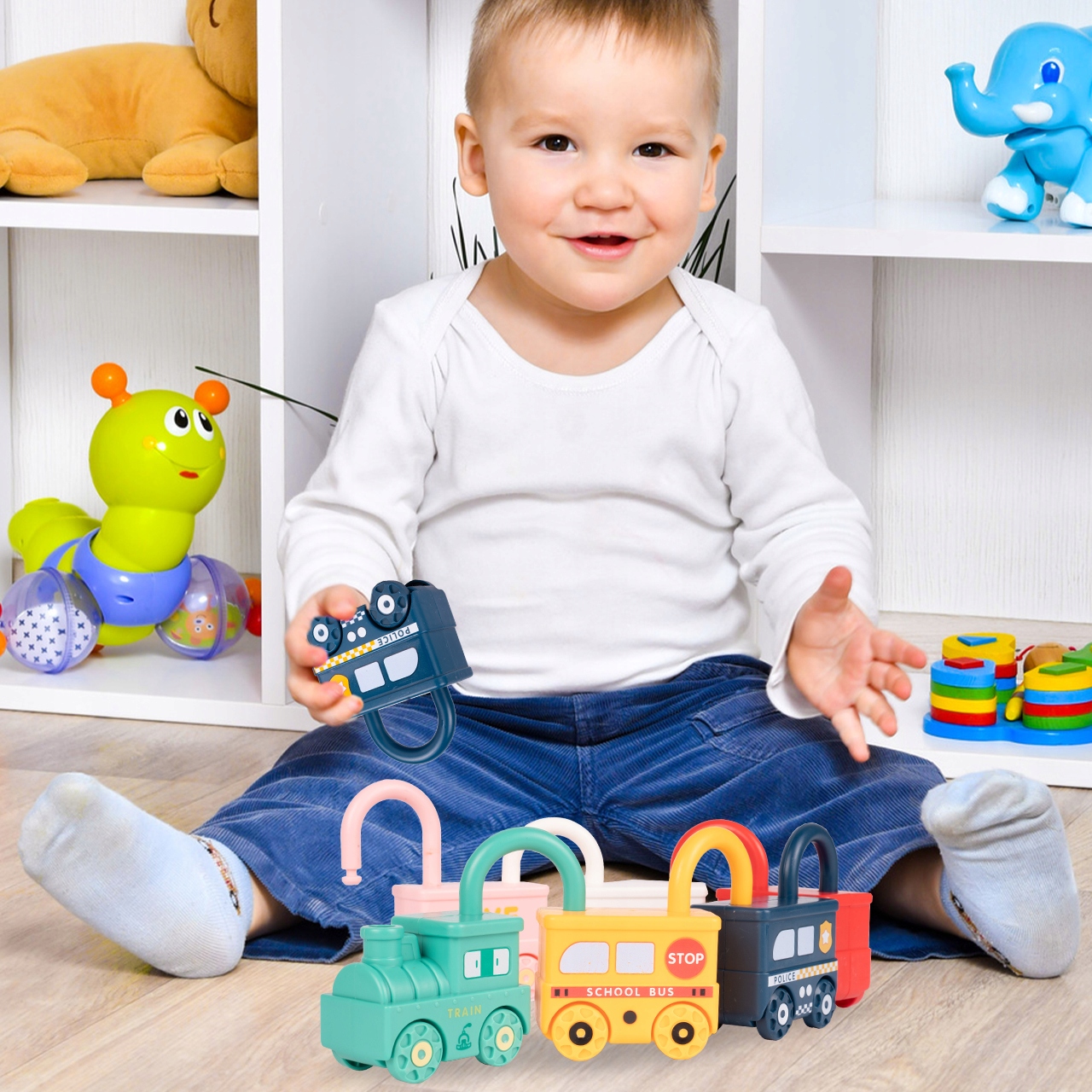 KŁÓDKI Z KLUCZYKAMI AUTKA 6 SZT. ZABAWKA GRA EDUKACYJNA LOGICZNA MONTESSORI Waga produktu z opakowaniem jednostkowym 0.45 kg