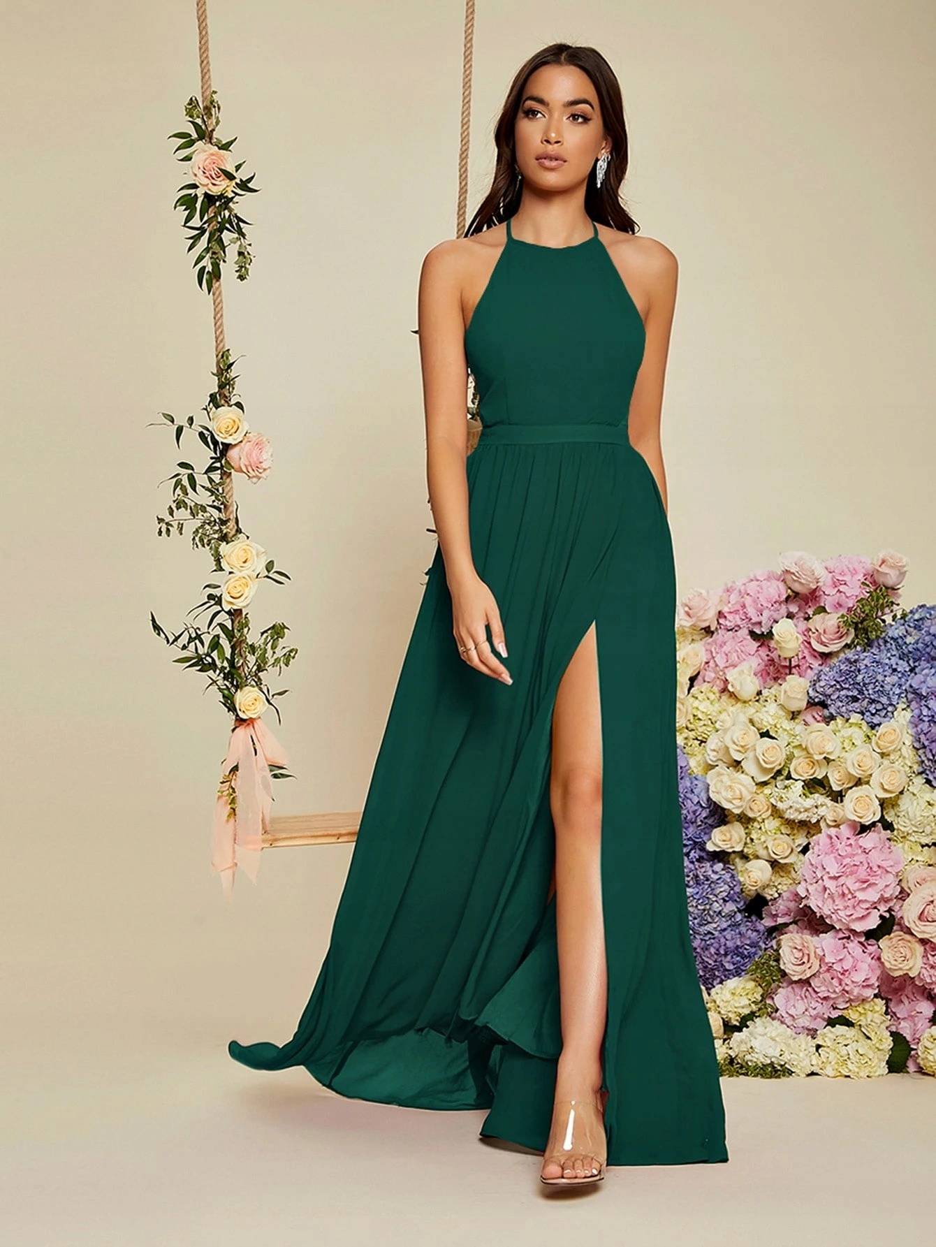 Shein Šaty Zelené Maxi 36 1MA