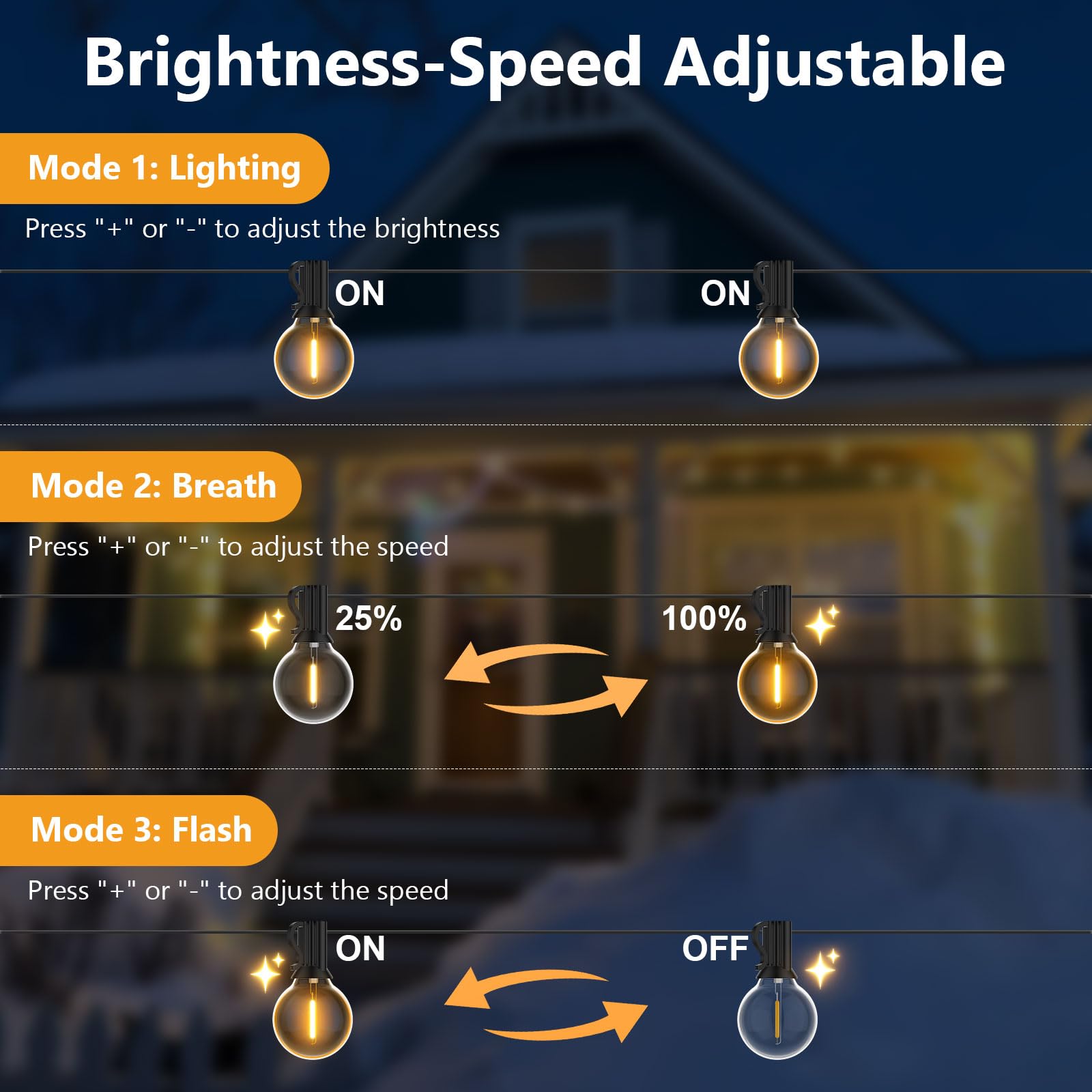 LED LAMPKI ZEWNĘTRZNE 30M 52 ŻARÓWKI CIEPŁOBIAŁE NA PILOT — miniatura 5
