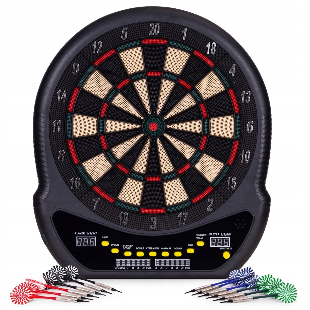 Elektronický terč na šipky a šipky, LCD tabule 48 cm 27 her