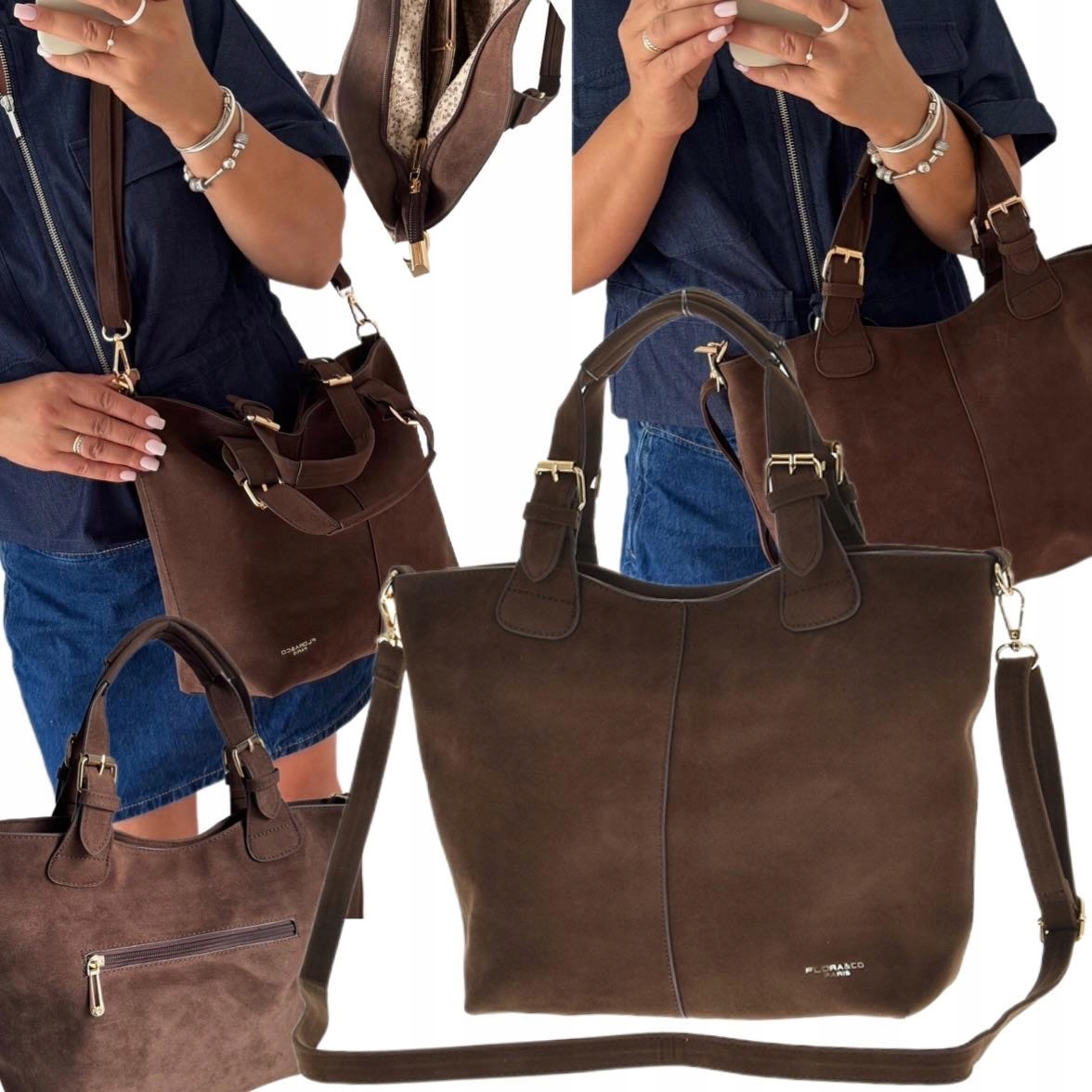 Dámská Kabelka Dárek Na Velikonoce Flora&co Semiš Shopper Hnědá Velká A4