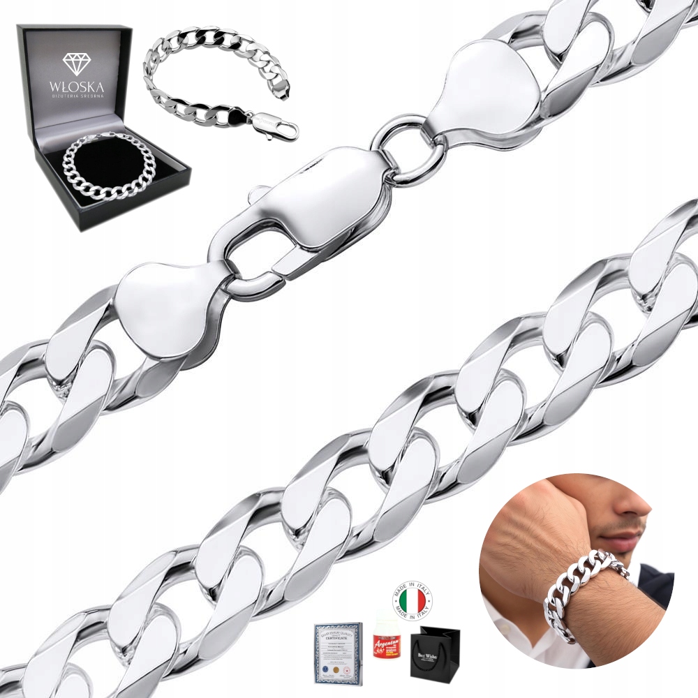 Stříbrný náramek Pánská pancířka Stříbro 925 Diamantová 6mm Dárek