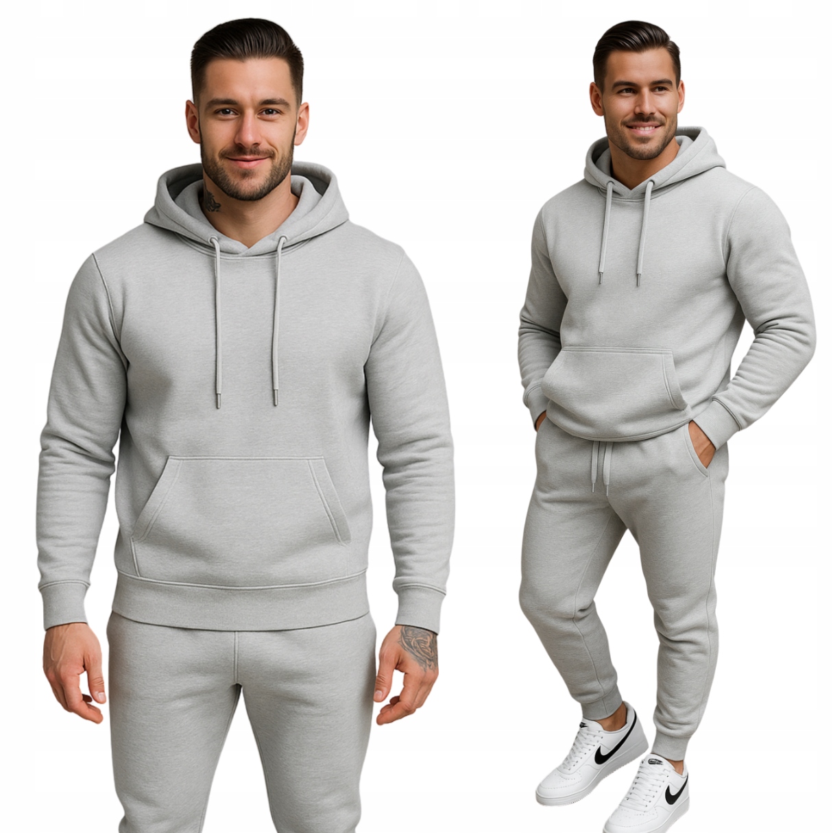 Dresowy Kompet Męski Dres Kolor Szary, Spodnie I Bluza Z Kapturem M