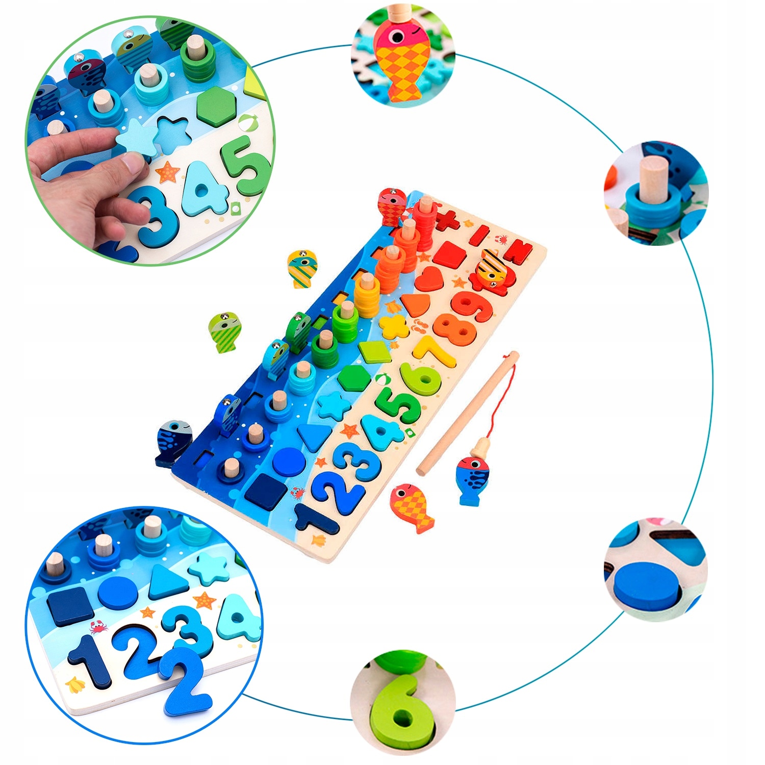 

Montessori Rybki Drewniane Kształty Liczydło IW143