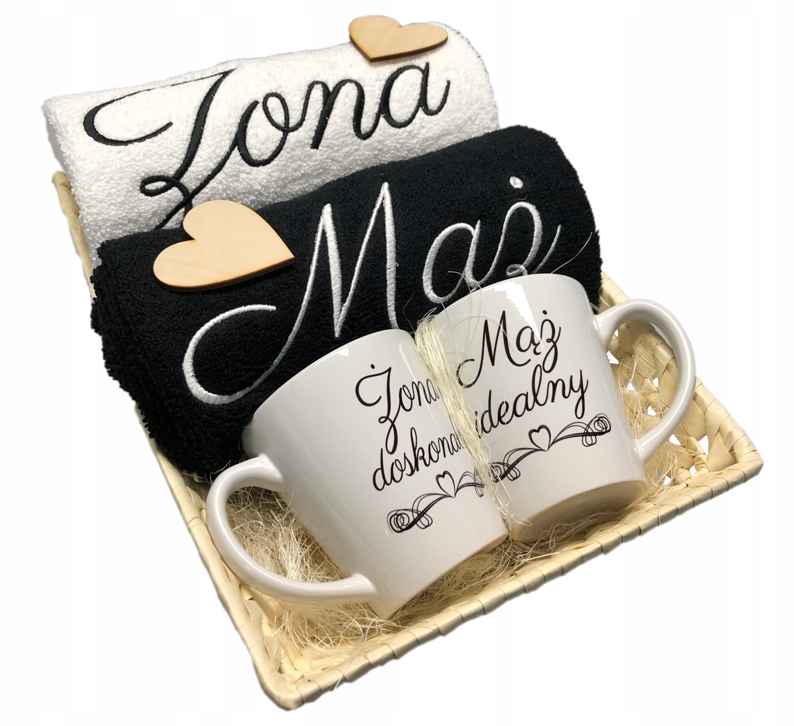 

na ślub Zestaw Ręczniki kubki Żona i Mąż