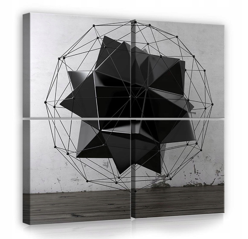 Obraz 50x50 Abstrakce 3D geometrie černý lesk textura stěna minimalismus