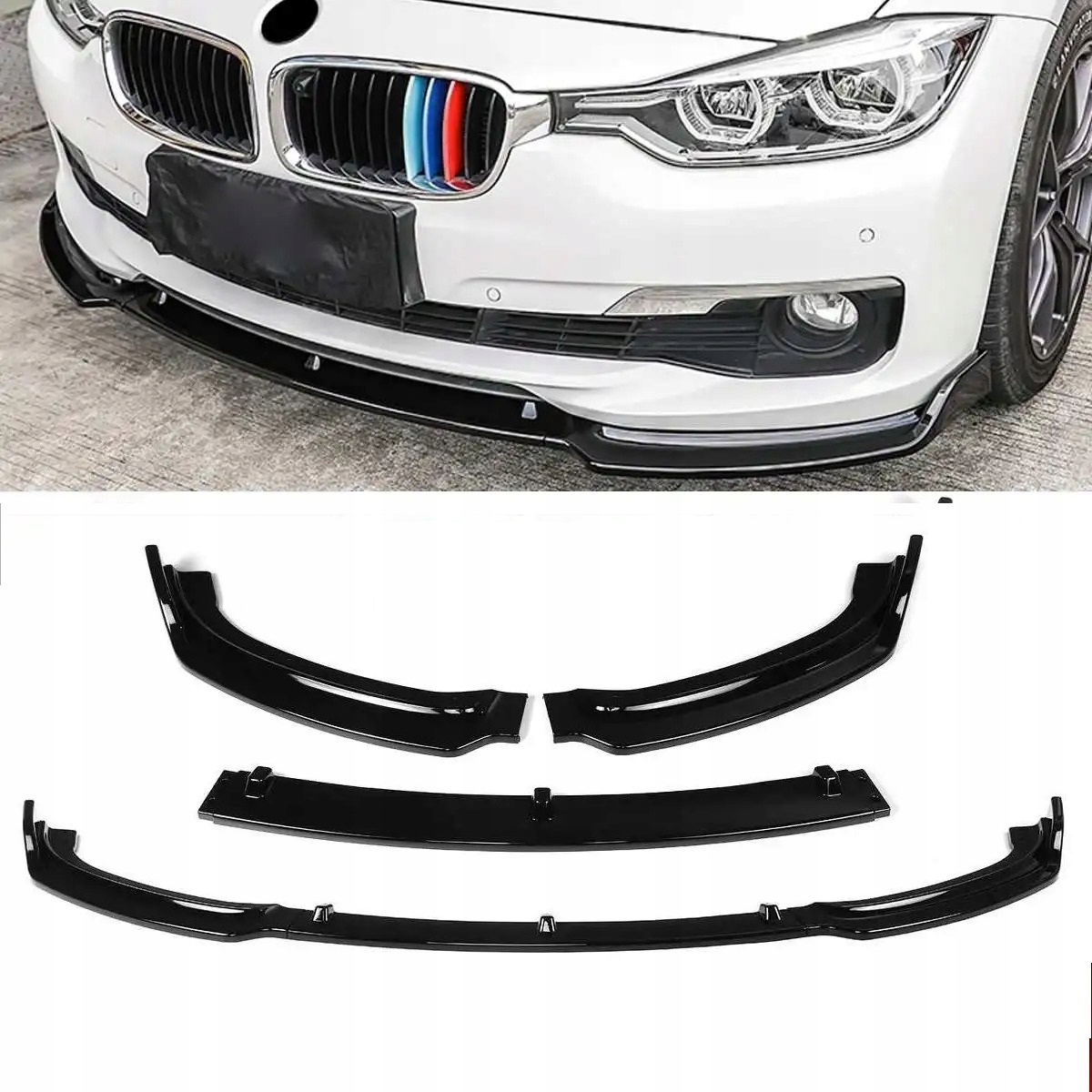 Dokładka Zderzaka BMW F30 F35 Splitter Spojler 2016-2019 CZARNY POŁSYK