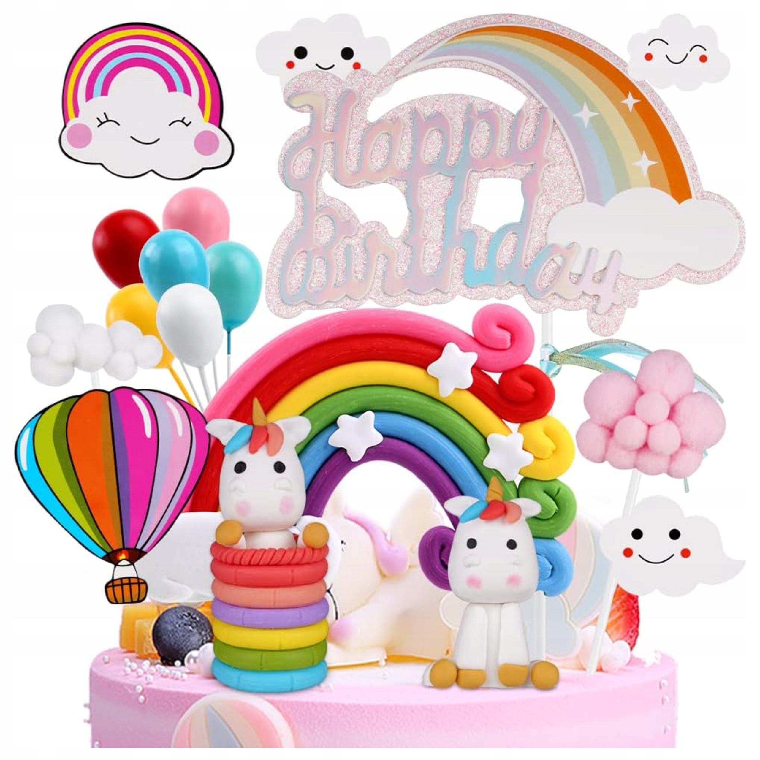 Ozdoby Na Dort Dekorace Duhové Figurky Balónky Na Dort