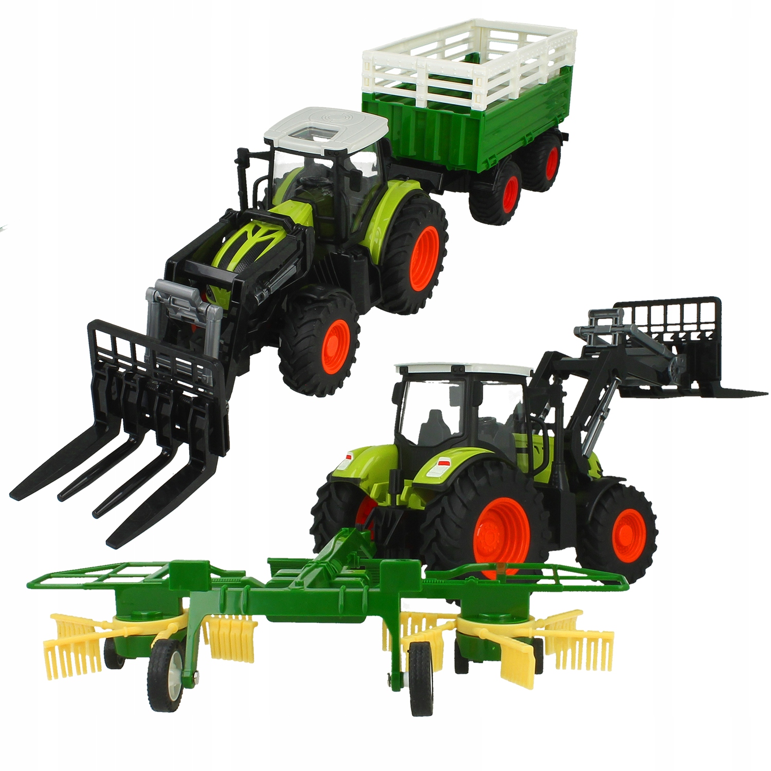 Traktor Zdalnie Sterowany Na Pilota Zestaw Farmera Przyczepa Zgrabiarka Led