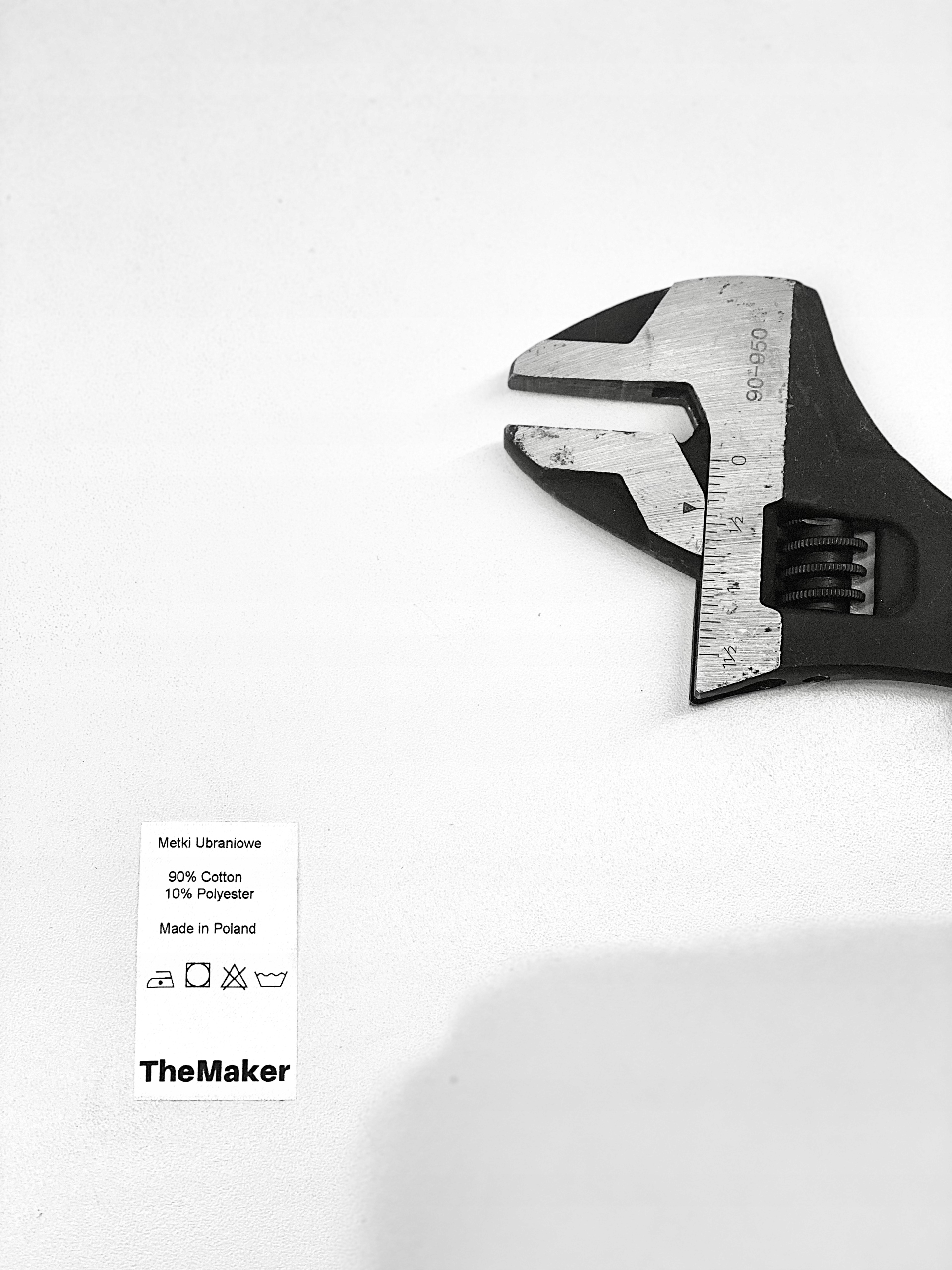 Metka wszywka instrukcja prania, logo, 48h Materiał satyna