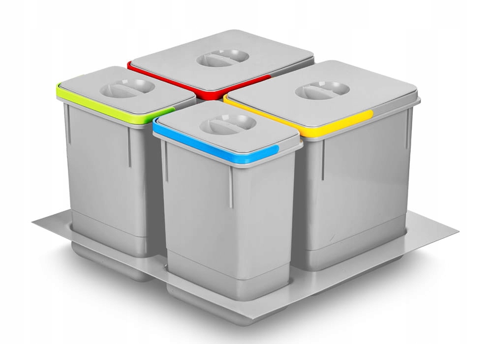 Kosz na śmieci pojemnik na odpady segregator Iql 60cm 2x15L+2x7L Szary