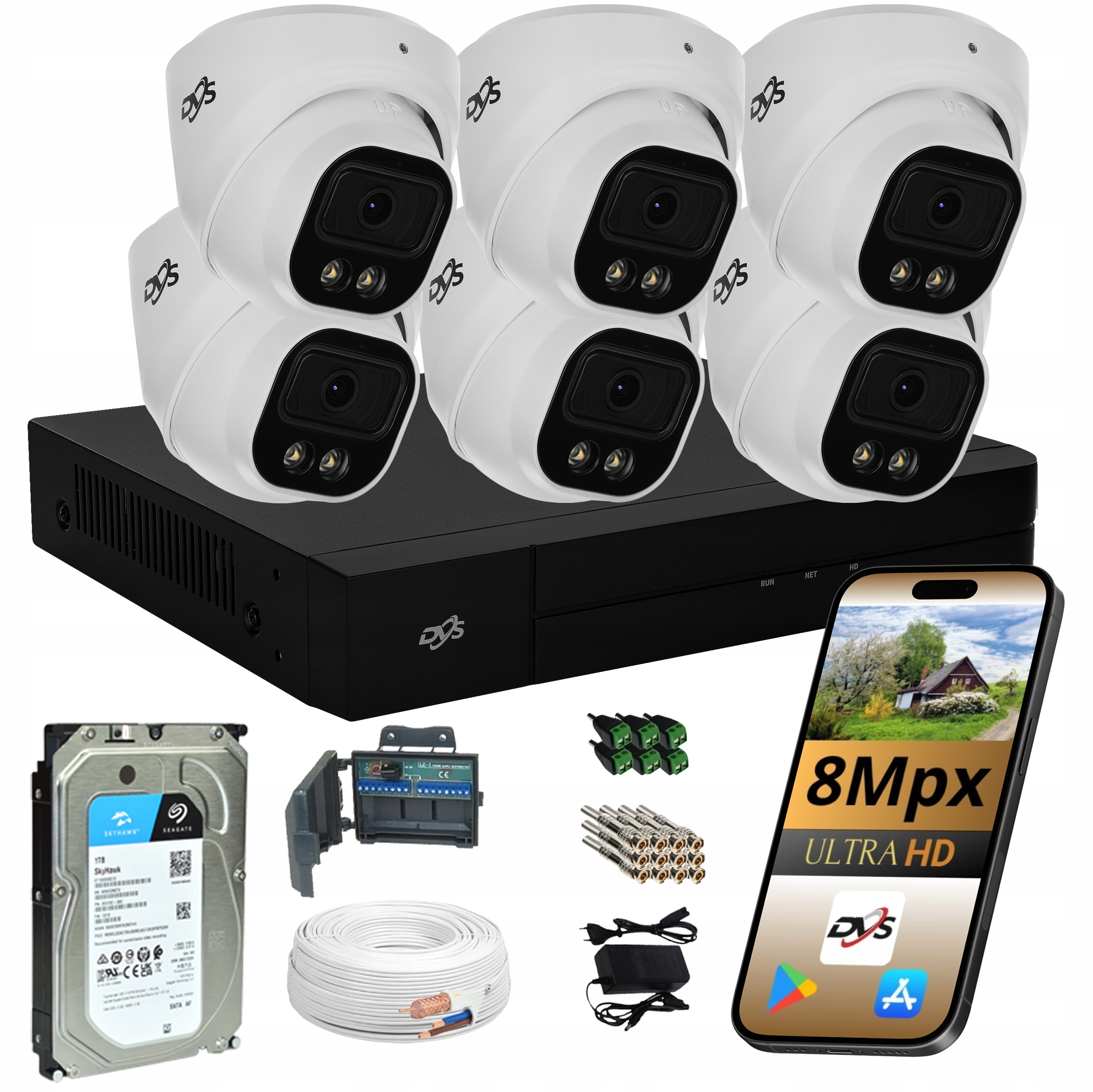 Sada Venkovních Analogových Kamer 6 Kamer Pro Monitorování Dual Light 8Mpx