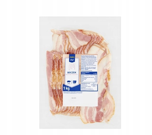 makro Chef Uzený bůček spařený plátky 1 kg Velké balení