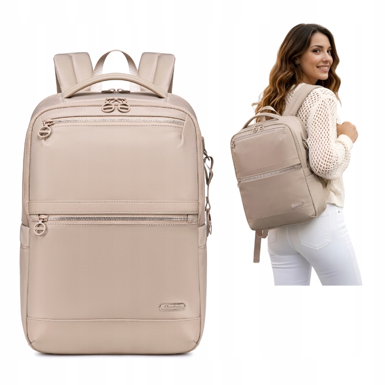 Dámský městský Batoh béžový na notebook do práce i do školy pro dívky