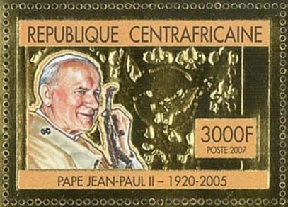 PAPIEŻ JAN PAWEŁ II CENTRALNA AFRYKA 2007 ROK ZŁOTY ZNACZEK