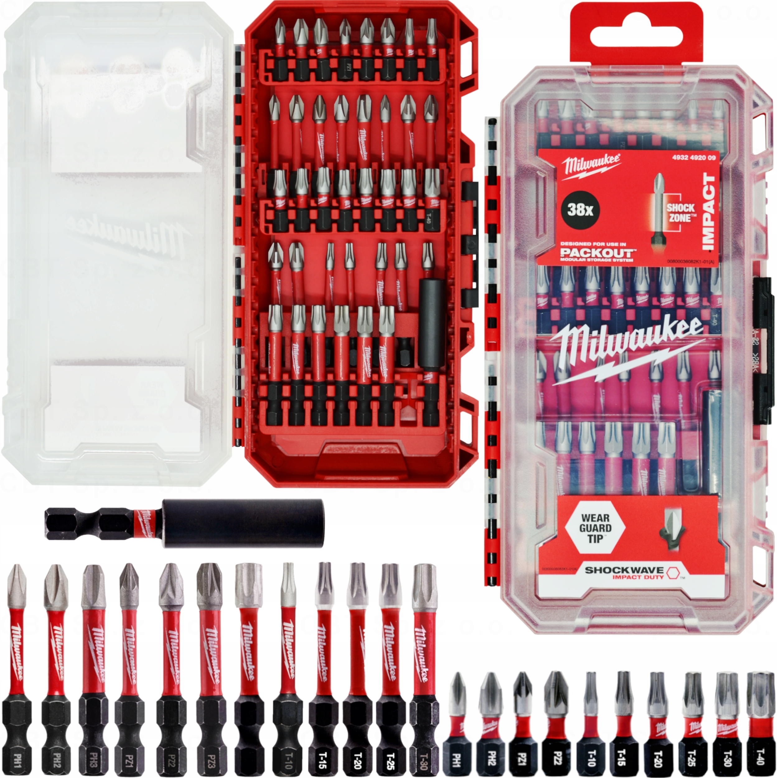 Milwaukee Zestaw bitów udarowych 38sztuk Ph Pz Tx 4932492009