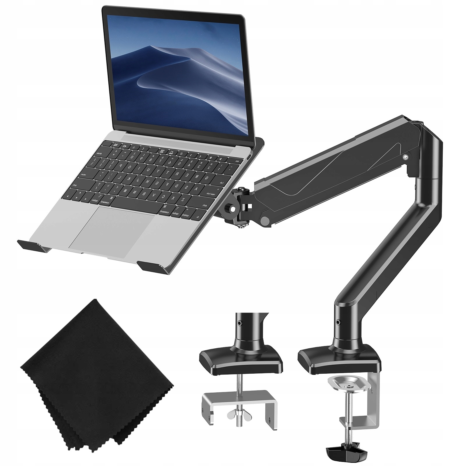 Podstavec pod notebook, stolní držák 2v1, nastavitelný, otočný, Bonus utěrka