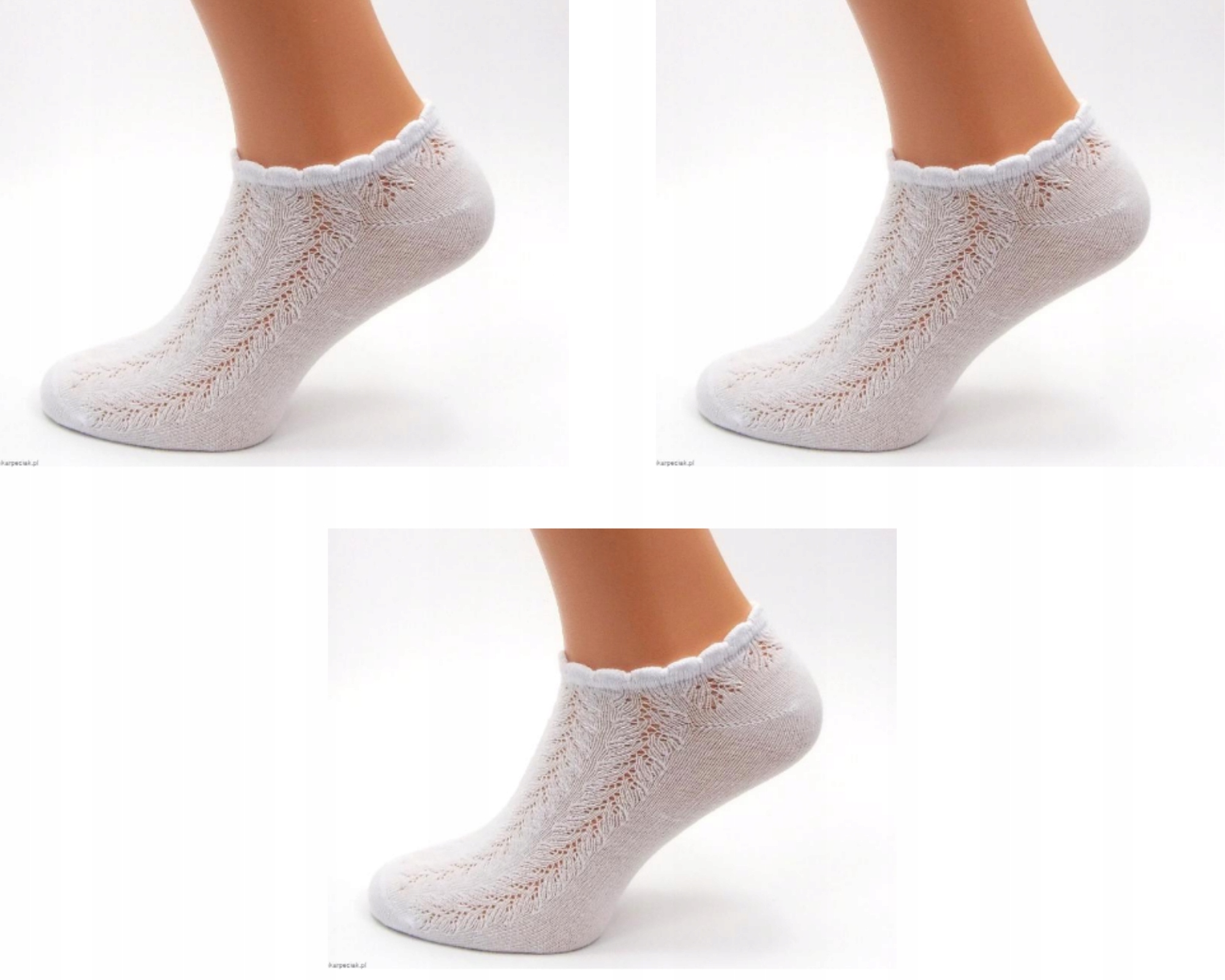 

3PAK Stopki damskie Ażurowe białe Skarpeciak