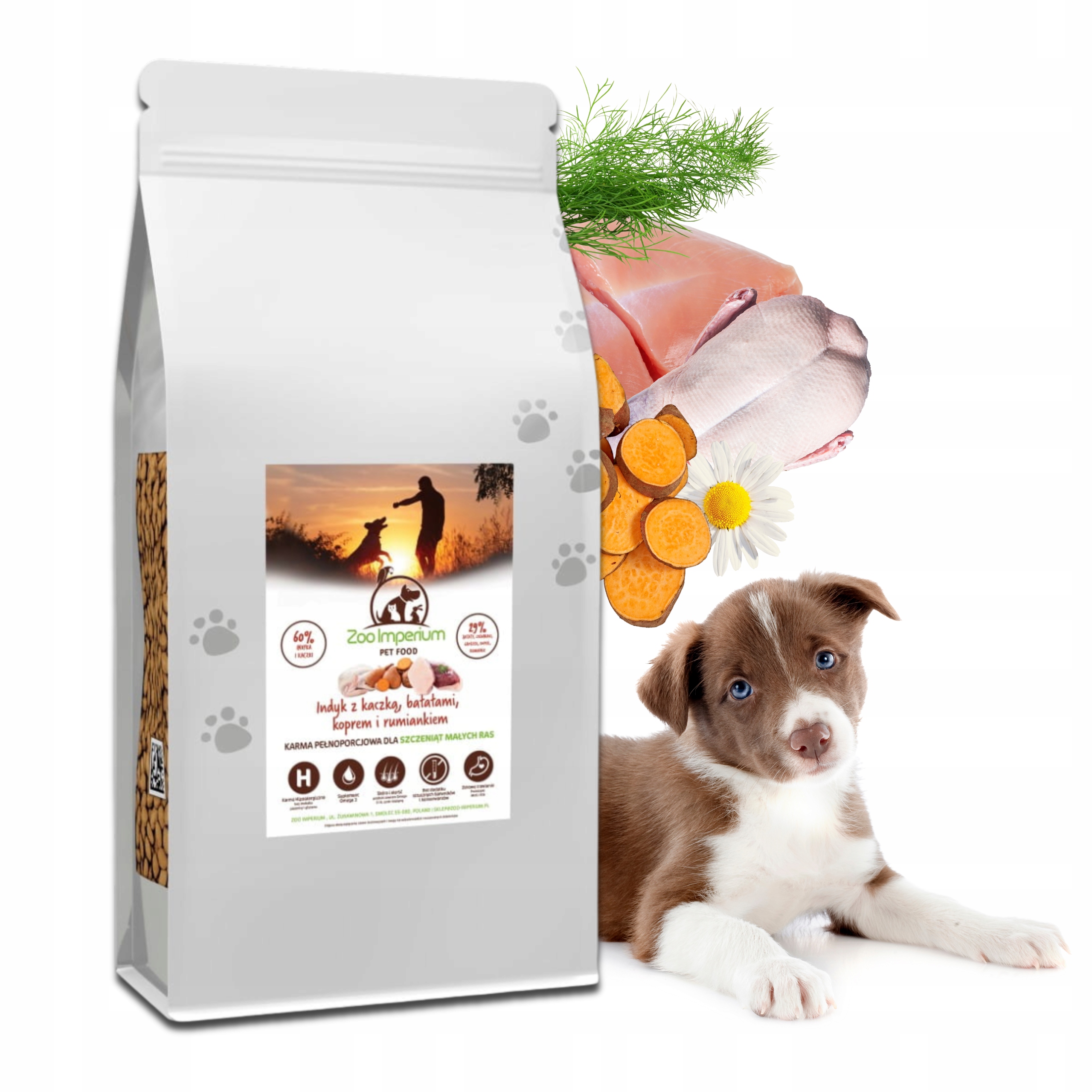 Suché Krmivo pro štěňata Zoo Imperium Junior Krůta Kachna Malé psy 2 kg
