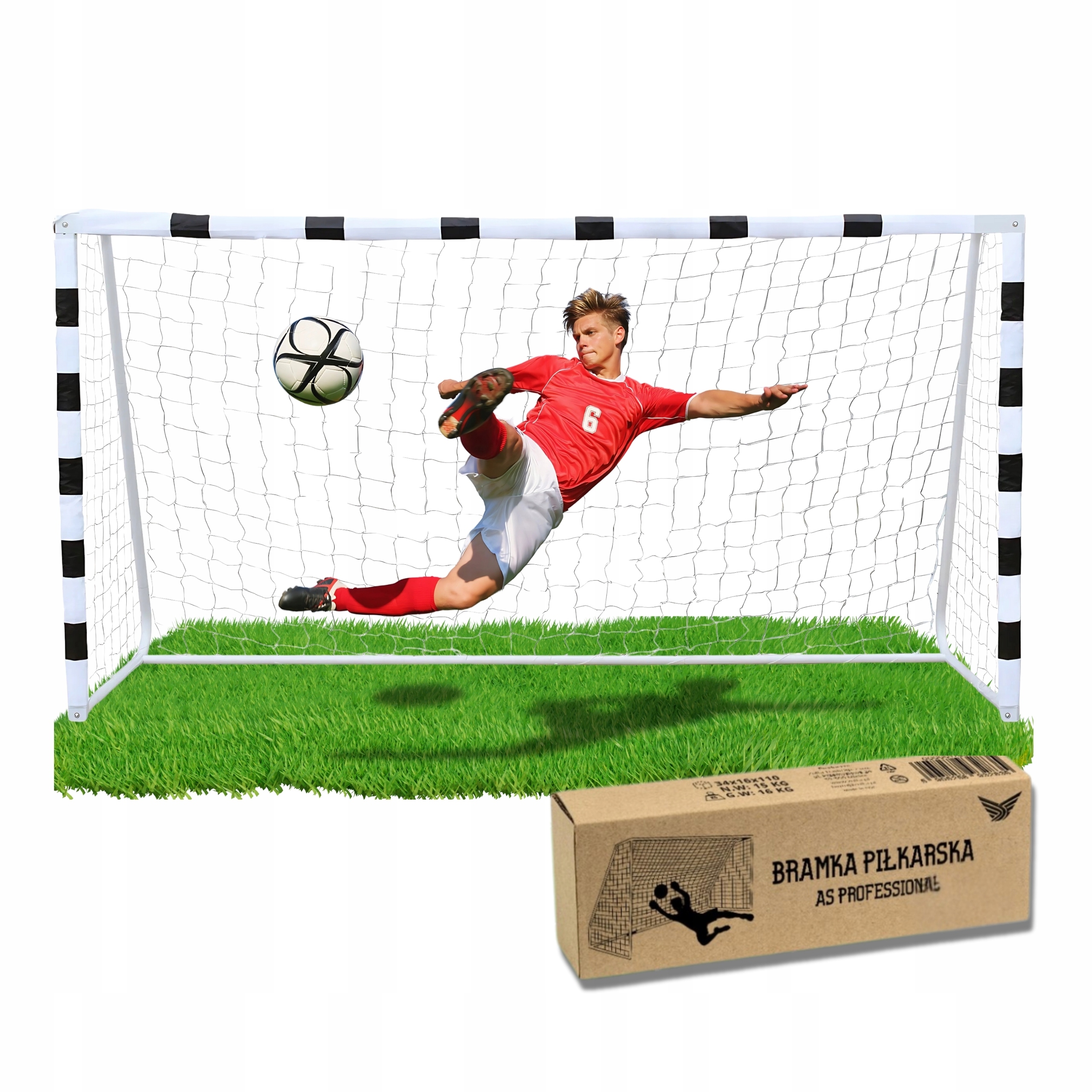 Fotbalová branka 300×200×90 cm pro děti, velká kovová tréninková nožní branka