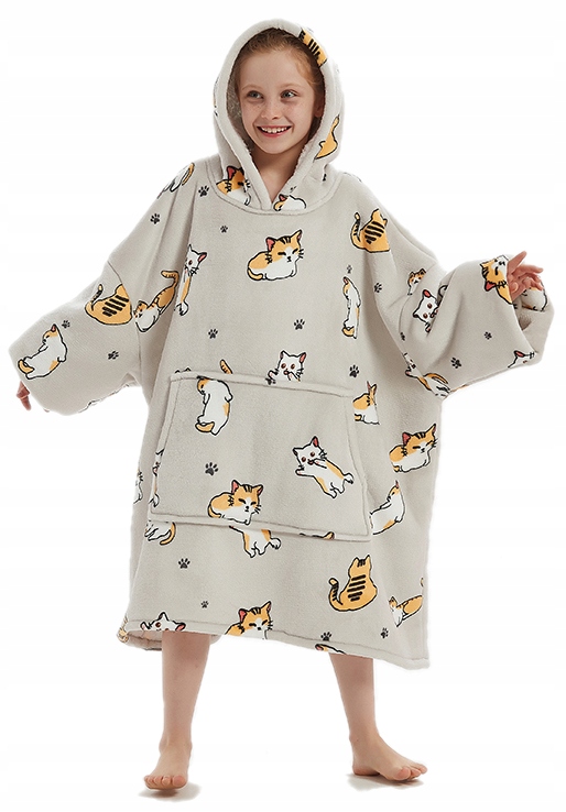 

Bluza Koc Kocobluza Ciepła Oversize 2w1 Różowa Kot