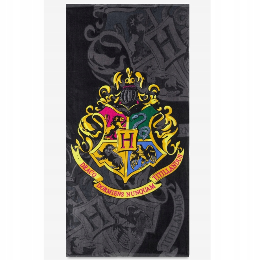 Ręcznik kąpielowy dla dziecka FROTA 100% BAWEŁNA Harry Potter logo czarny Długość 140 cm
