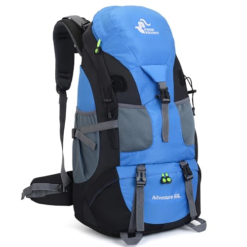 BSEASH Plecak Turystyczny 50L Lekki Wodoodporny Outdoor Camping Niebieski
