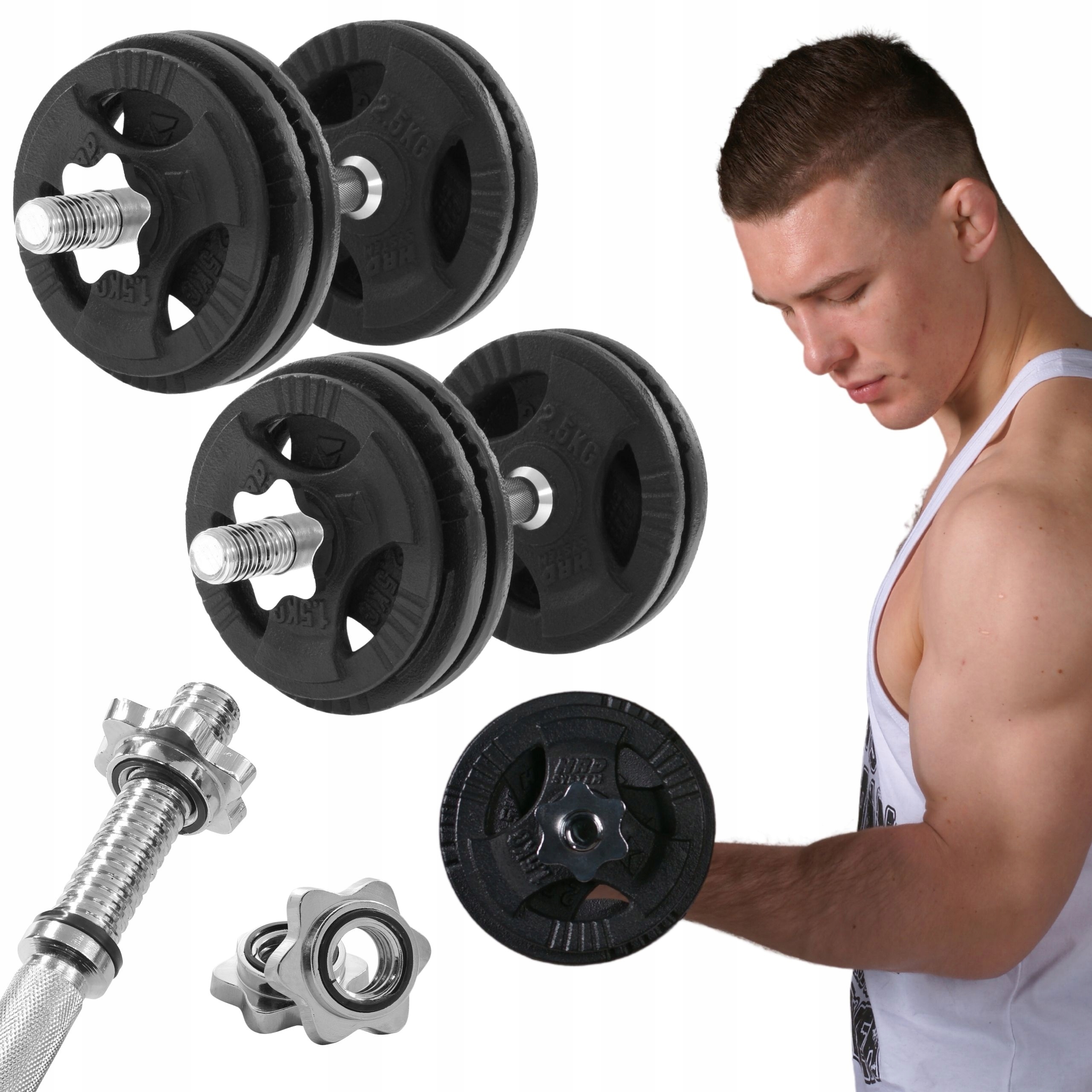 

Regulowane Hantle Żeliwne 2x 15kg Zaciski Hrd