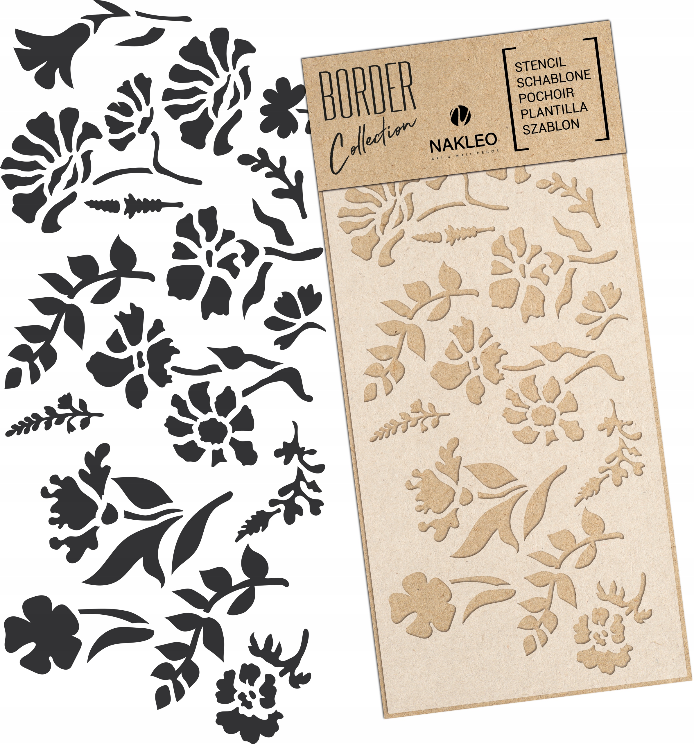 Malířská šablona Bordiura Opakovaně Použitelný 45x95 cm Polní Květiny Border