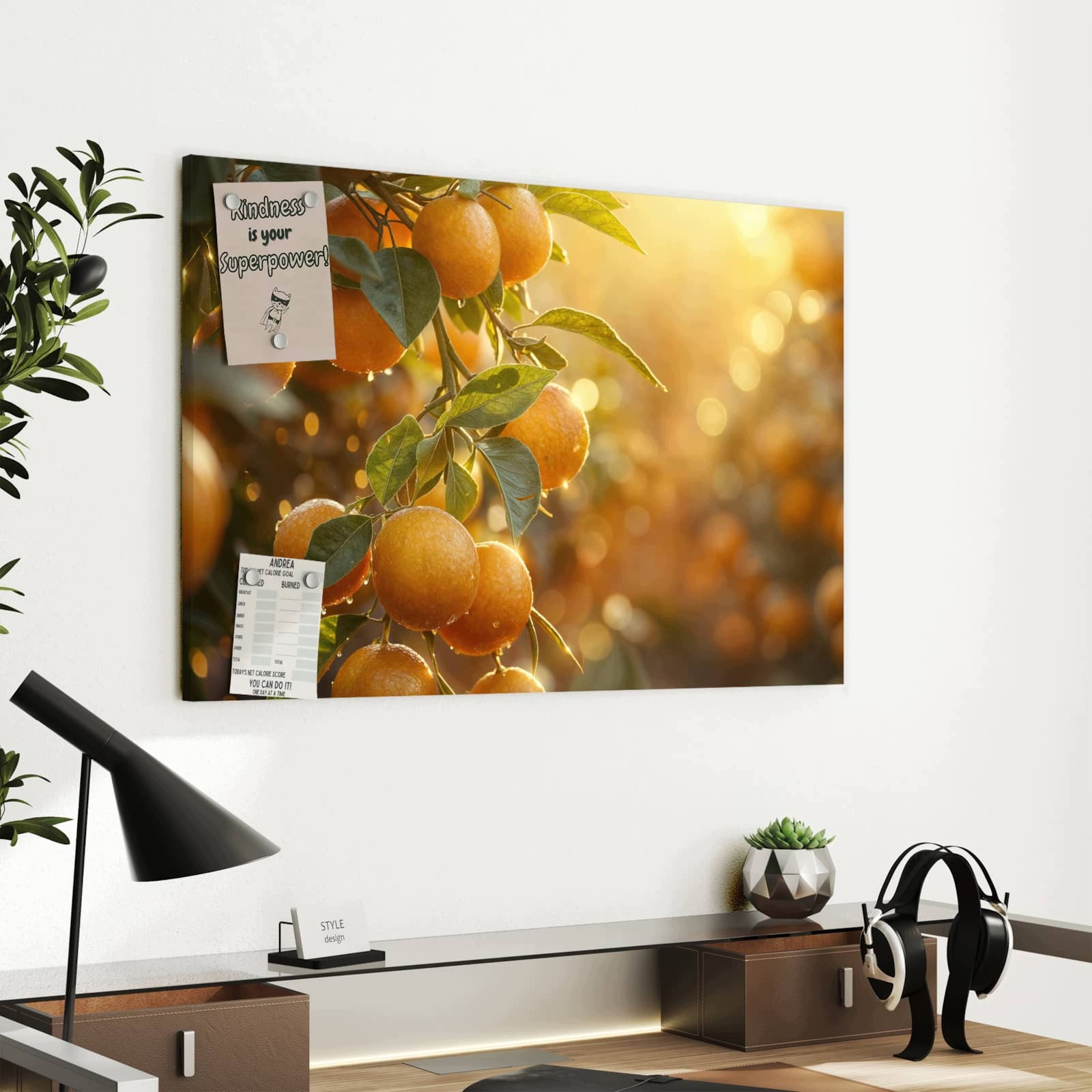 Magnetická tabule Zalane sloňcem Pomeranče 60 × 40 cm