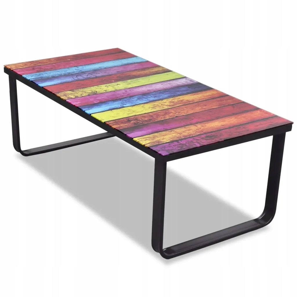 Kávový stolek obdélníkový, tvrzené sklo, železný rám, 90x45x32