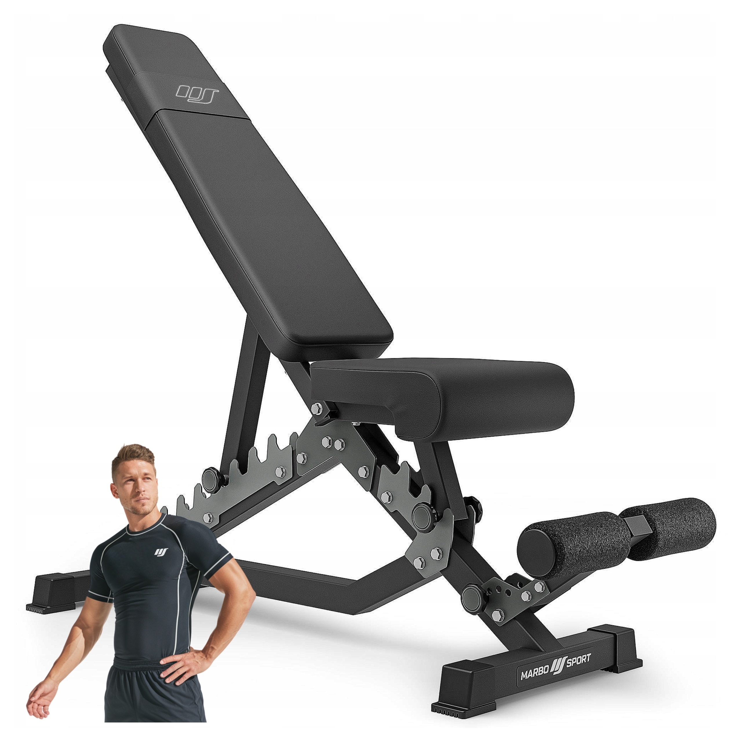 Oboustranná nastavitelná posilovací lavice trénink Marbo MS-L101 2.0