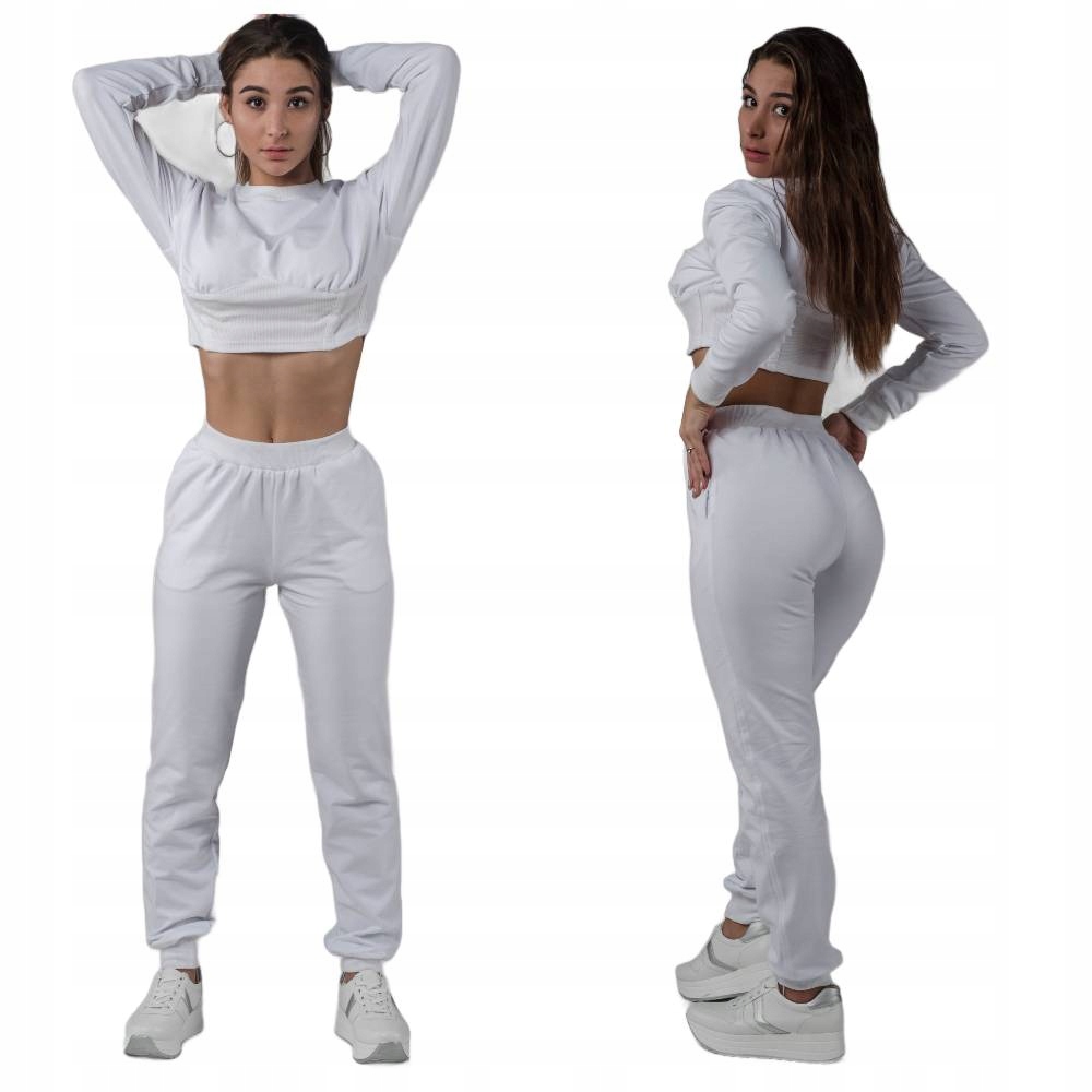 Bílý teplákovka s krátkou korzetovou mikinou a kalhotami S34 M/L