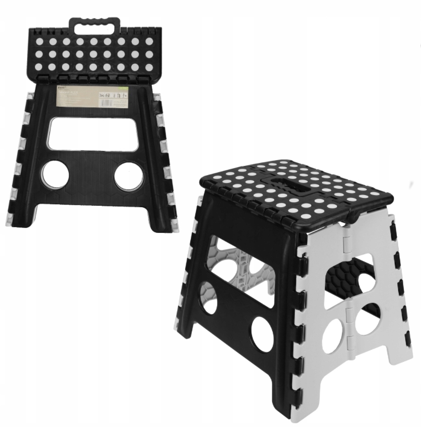 TABORET SKŁADANY odcienie czerni 39 cm DUŻY Materiał siedziska plastik