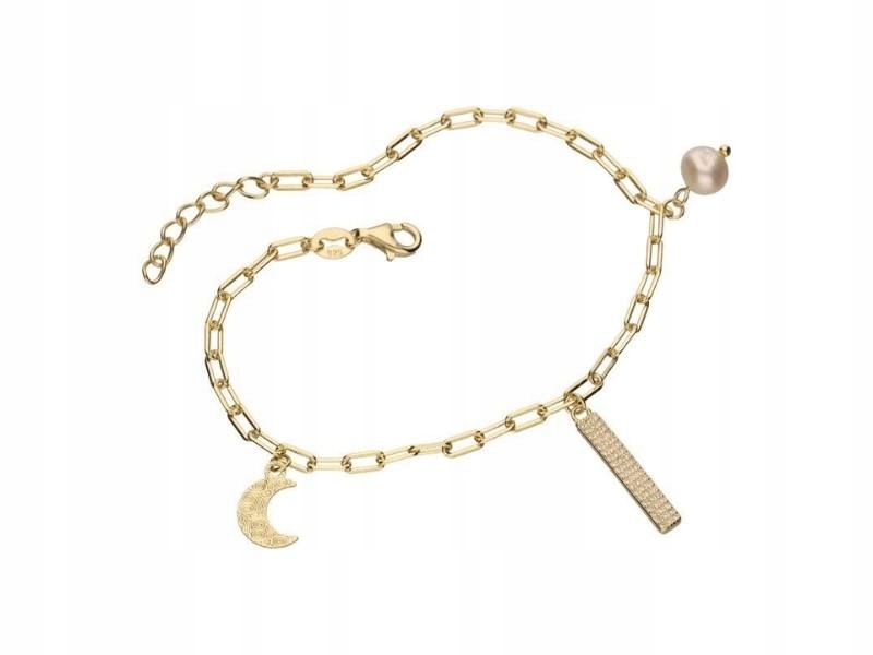 Stříbrný náramek 925 pozlacený s měsícem, elegantní vzor jako dárek
