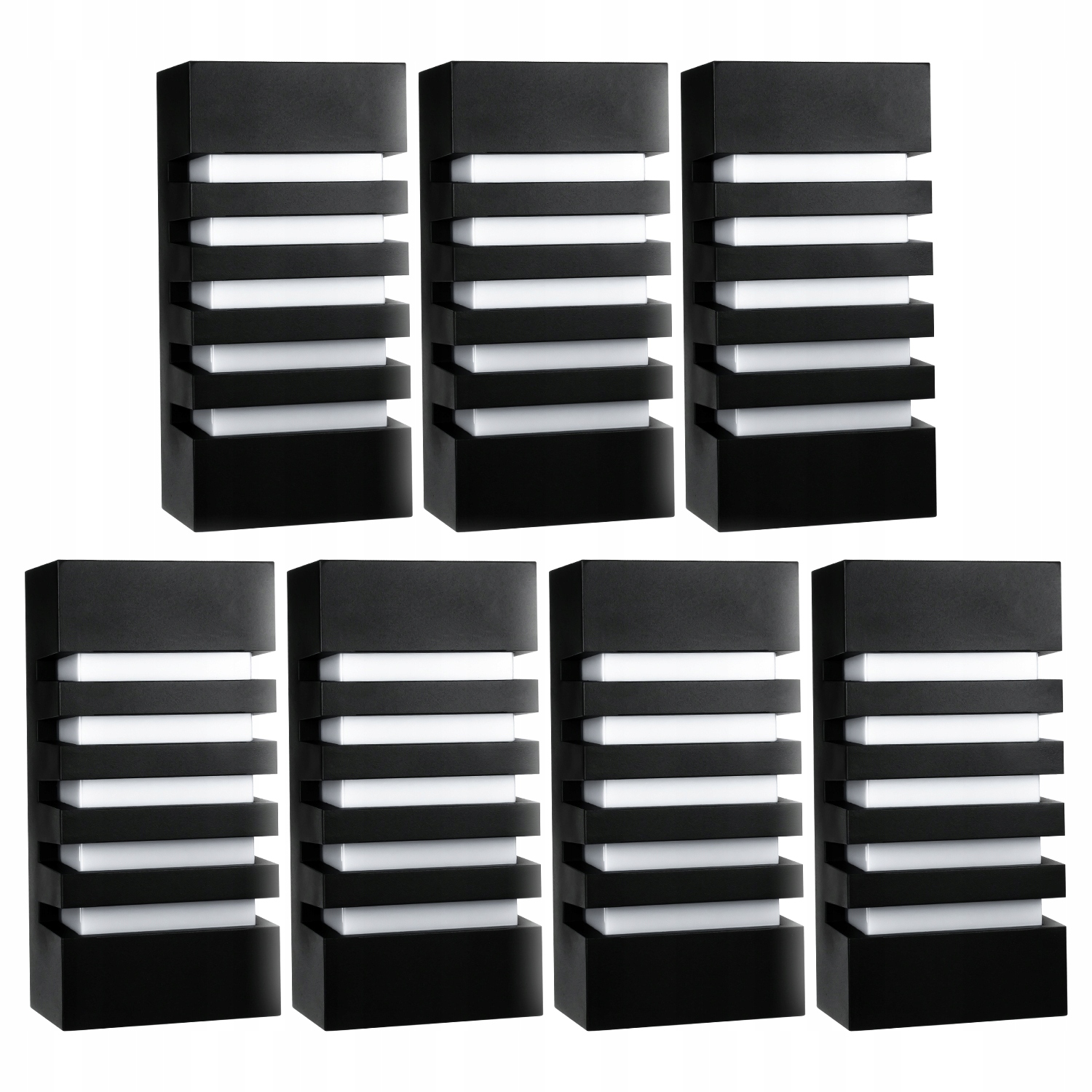 7x Černá Nástěnná Zahradní Fasádní Lampa IP55 Voděodolná Matná