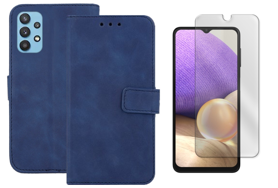 

Etui Zamykane Do Samsung A32 5G Szkło Granatowy