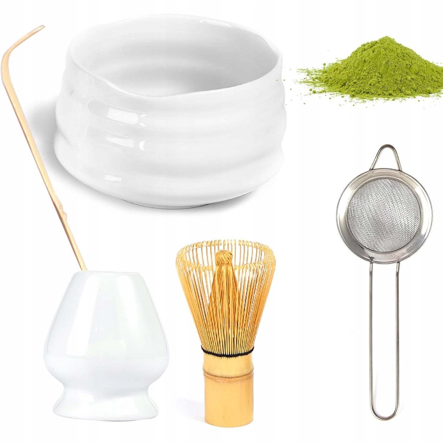 Zestaw Prezentowy Do Herbaty Matcha Miotełka Podstawka Łyżeczka Chashaku