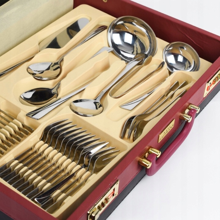 KOMPLET SZTUĆCÓW 72SZT 12 OS WALIZKA KING + gratis Informacje dodatkowe możliwość mycia w zmywarce